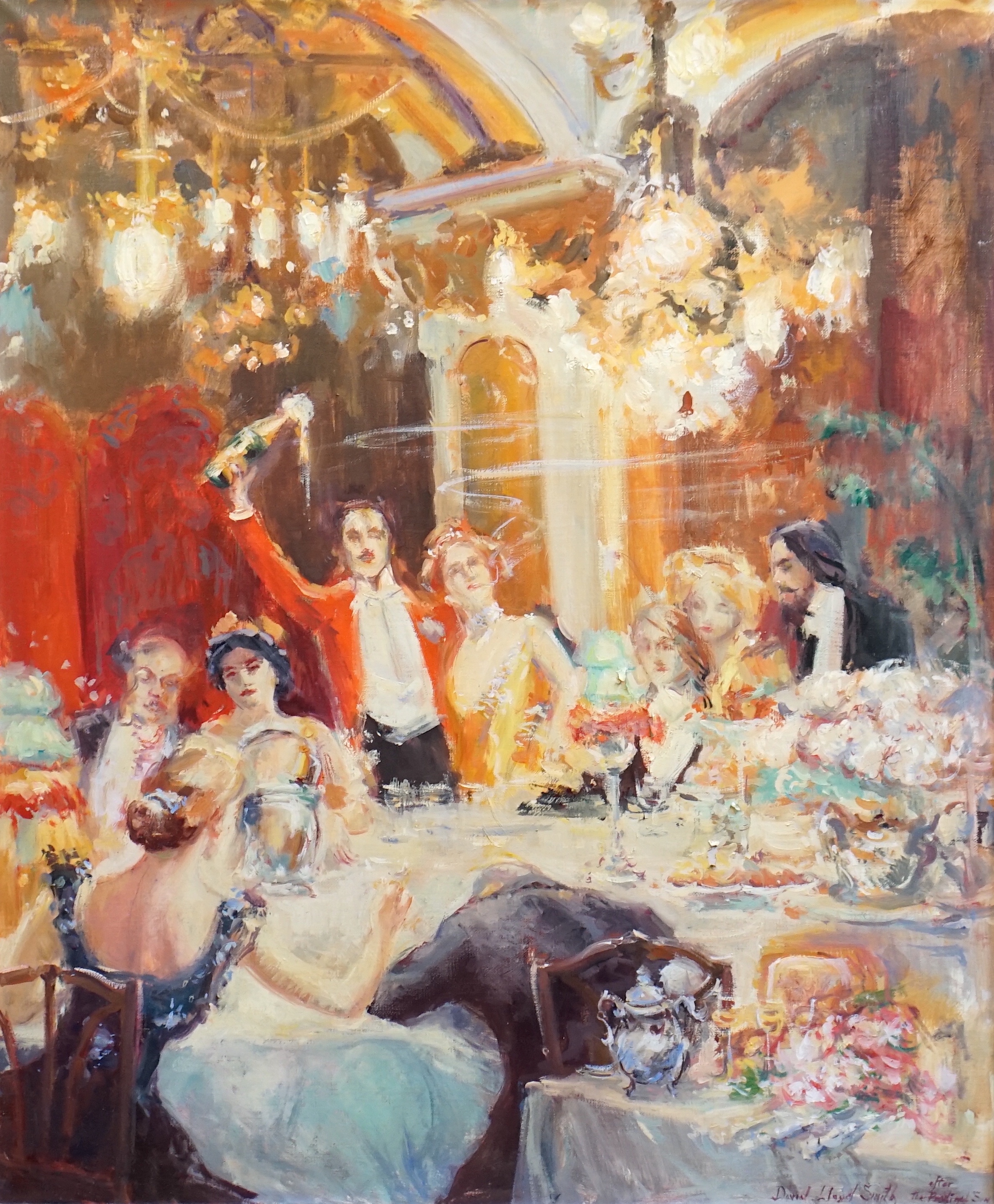 David Lloyd Smith (1944-), Scene in the Café Royal 'after the Prodigal Son', oil on canvas, 60 x 50cm